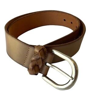 Ann Taylor Loft brown braided buckle leather belt Medium